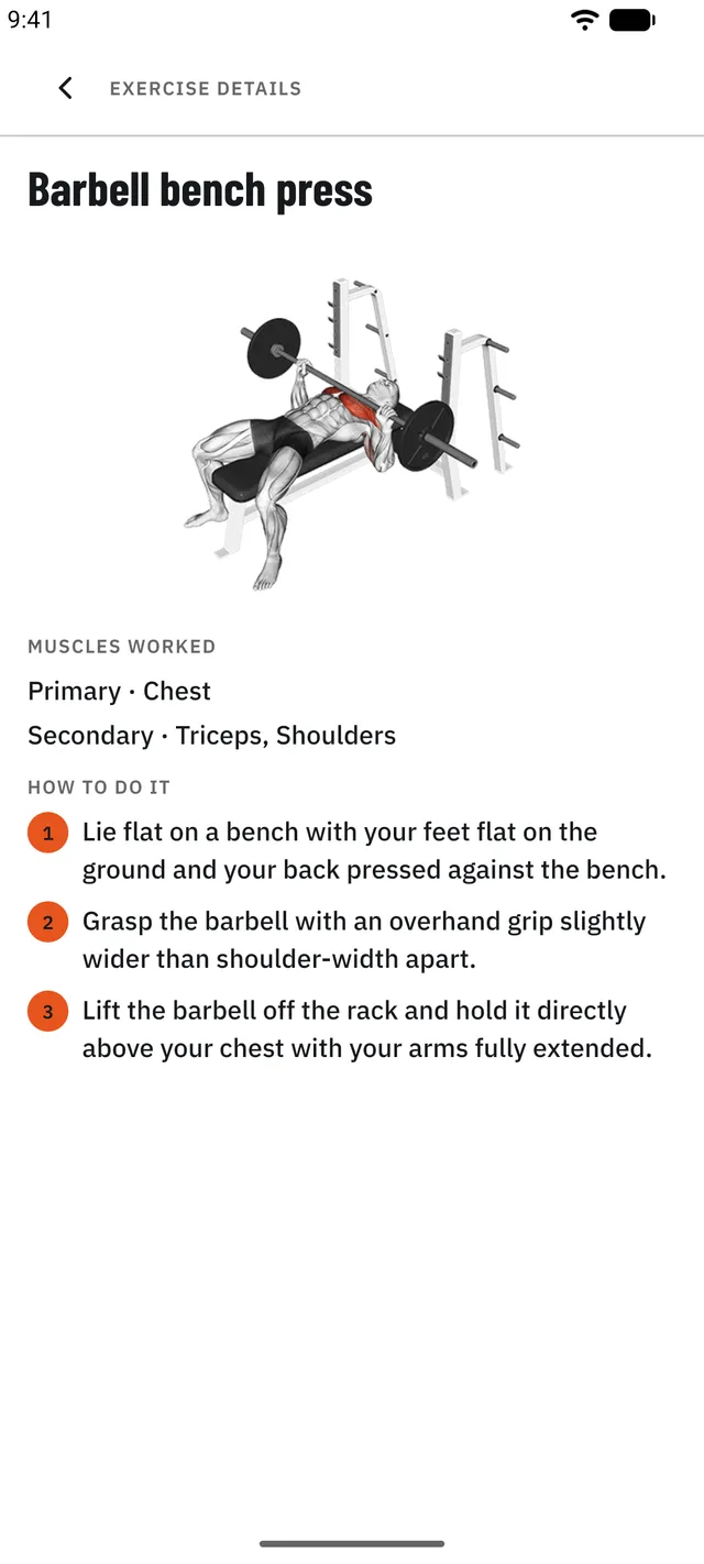 The REPIVO app: how to do an exercise, with the steps and the muscles worked.